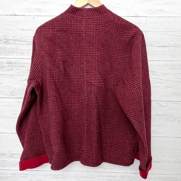 NEW L.L. Bean Women's Red Reversible Jacket Wool Blend Button Front L - Picture 2 of 9